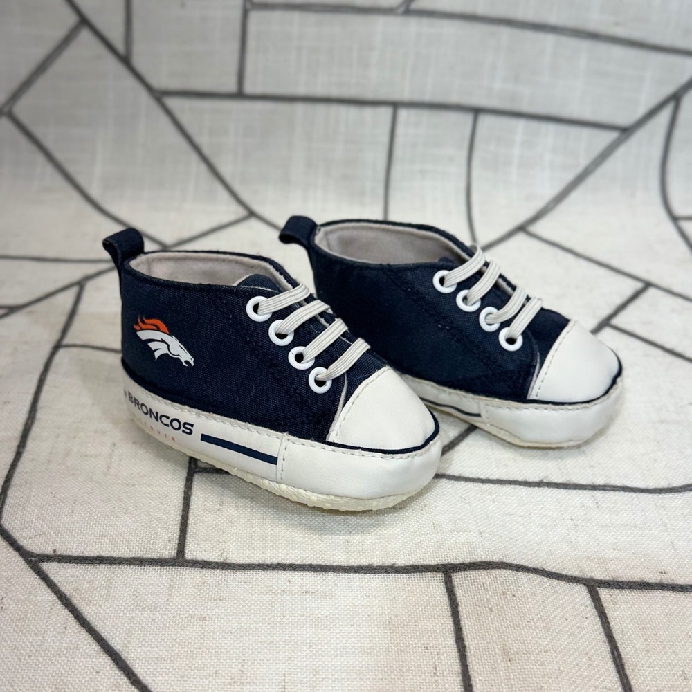 Baby Fanatic‎ Denver Broncos Shoes 0-6 Months Navy Blue Infant Crib Sneakers